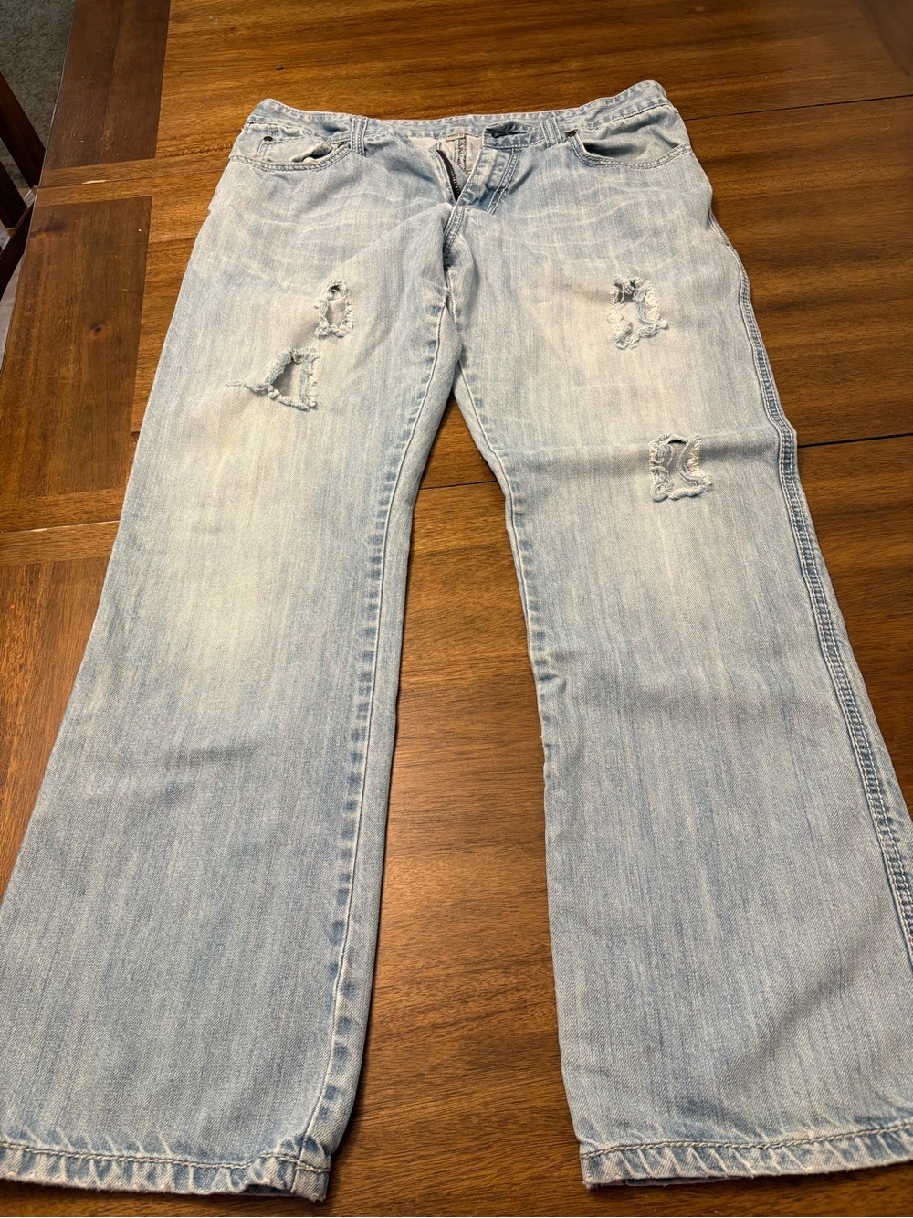 Flypaper Light Wash Distressed Straight Jeans